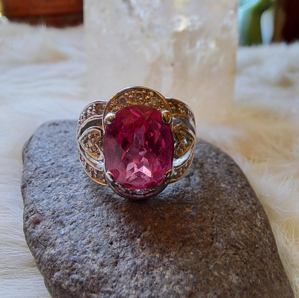Sterling Silver & Ruby Ring - Size 7 - image 5